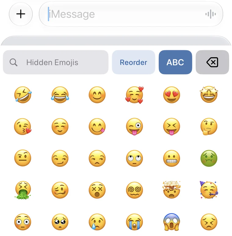 The JustFavs emoji keyboard showing only your favorite emojis