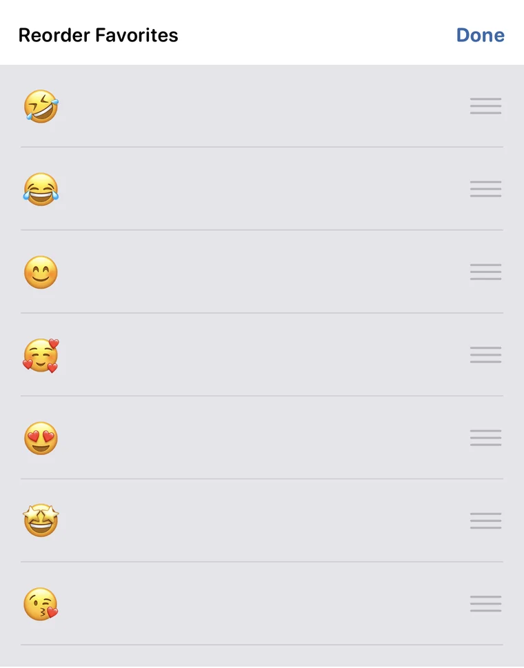 Reordering favorite emojis