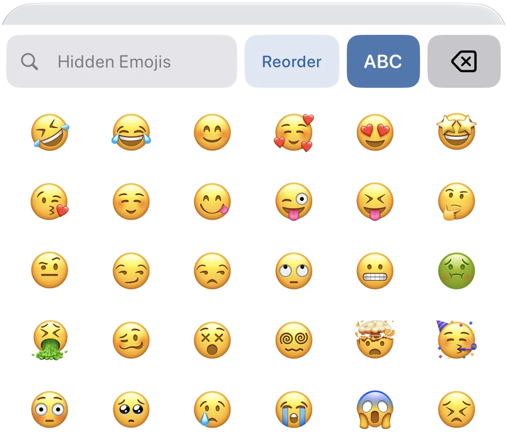 Favorite emojis inside JustFavs Keyboard