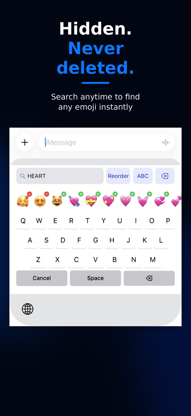 Searching hidden emojis in the JustFavs keyboard
