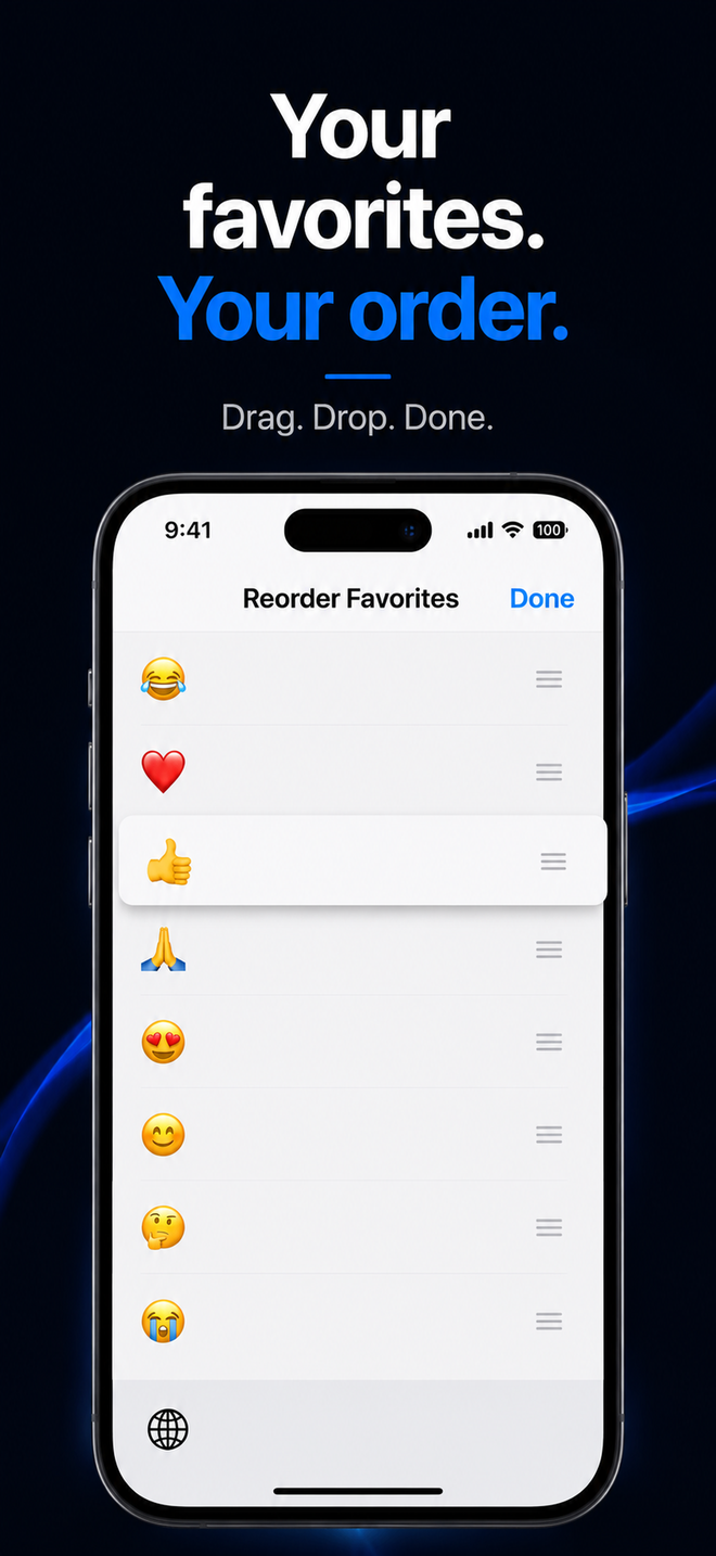 Reordering favorite emojis in JustFavs